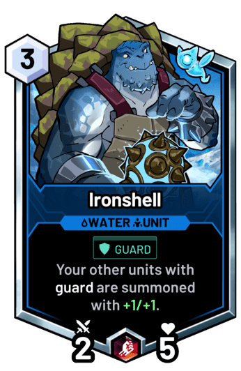 Ironshell - Your other units with guard are summoned with +1/+1.