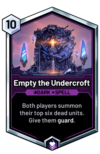 Empty the Undercroft - Both players summon their top six dead units. Give them guard.