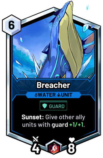 Breacher - Sunset: Give other ally units with guard +1/+1.