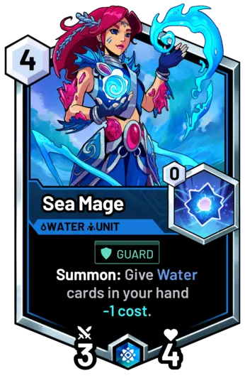 Sea Mage - Summon: Give Water cards in your hand -1 cost.