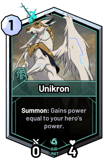 Unikron - Summon: Gains power equal to your hero's power.