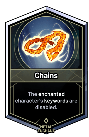 Chains - The enchanted character's keywords are disabled.