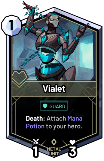 Vialet - Death: Attach Mana Potion to your hero.