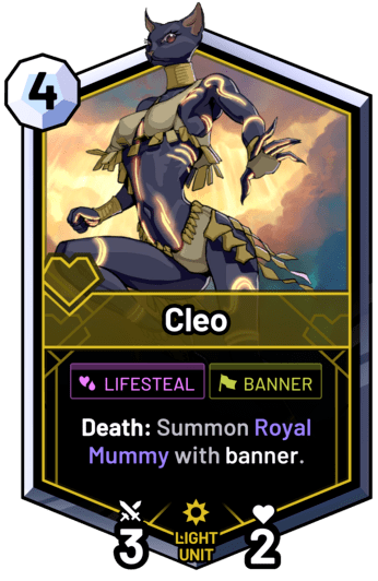 Cleo - Death: Summon Royal Mummy with banner.