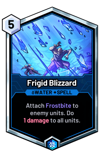 Frigid Blizzard - Attach Frostbite to  enemy units. Do
1 damage to all units.